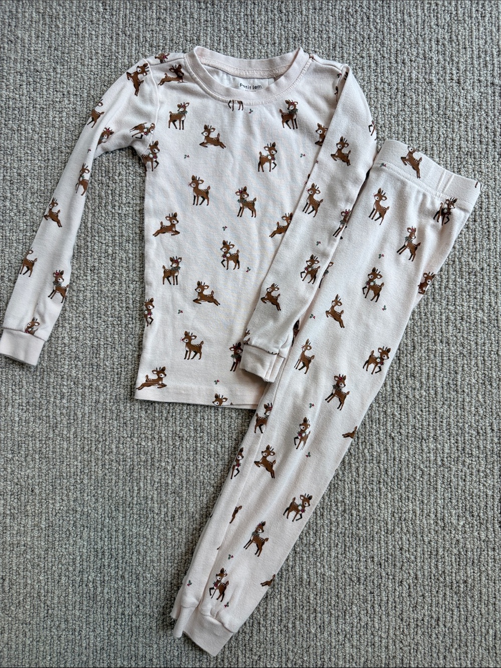 Petit Lem light pink  Reindeer Pajama Set - 5T
